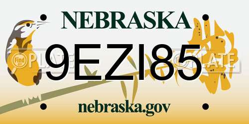 9EZI85 Nebraska License Plate
