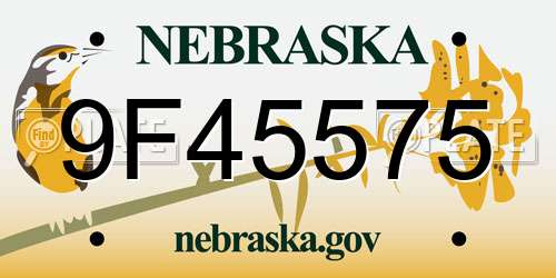 9F45575 Nebraska License Plate