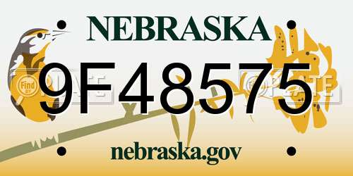 9F48575 Nebraska License Plate