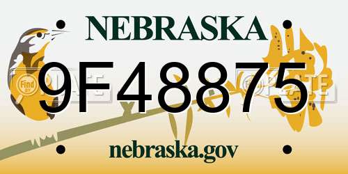9F48875 Nebraska License Plate