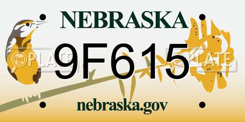 9F615 Nebraska License Plate