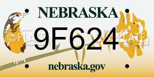 9F624 Nebraska License Plate