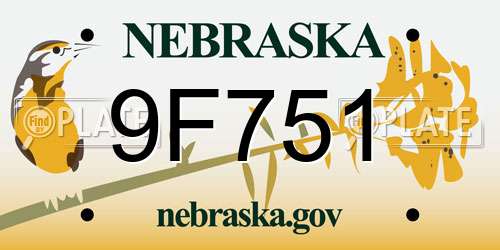 9F751 Nebraska License Plate