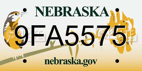 9FA5575 Nebraska License Plate