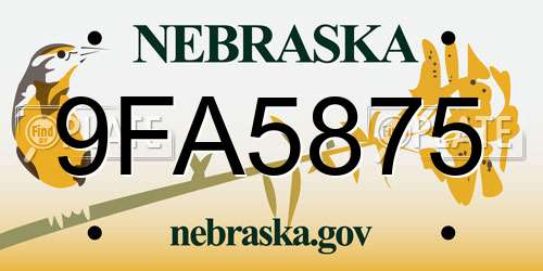 9FA5875 Nebraska License Plate