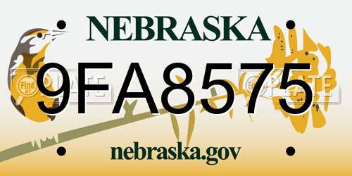 9FA8575 Nebraska License Plate
