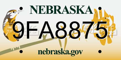 9FA8875 Nebraska License Plate