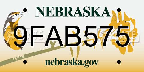 9FAB575 Nebraska License Plate