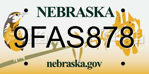 9FAS878 Nebraska License Plate