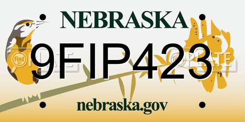 9FIP423 Nebraska License Plate
