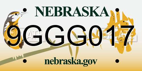 9GGG017 Nebraska License Plate