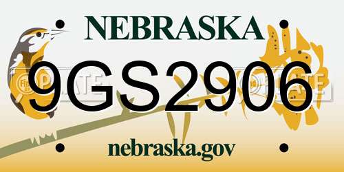 9GS2906 Nebraska License Plate