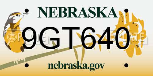 9GT640 Nebraska License Plate