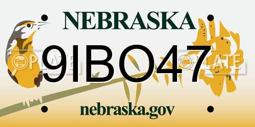 9IBO47 Nebraska License Plate