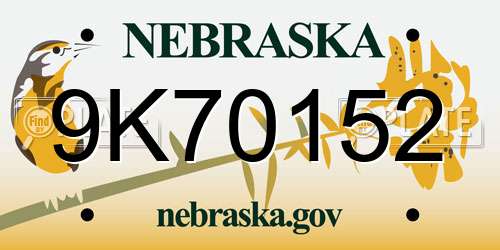 9K70152 Nebraska License Plate