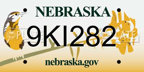 9KI282 Nebraska License Plate