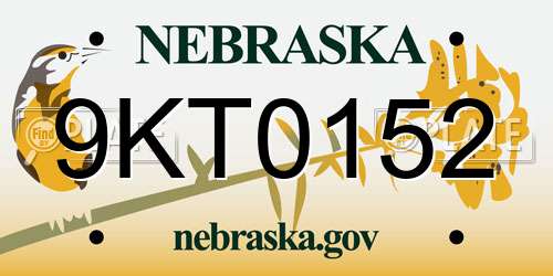 9KT0152 Nebraska License Plate