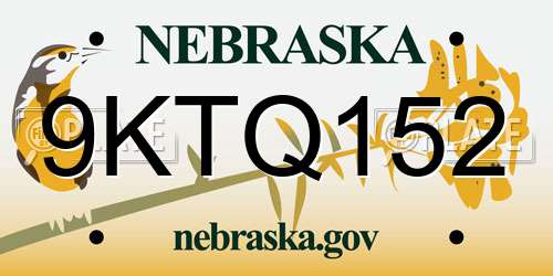 9KTQ152 Nebraska License Plate