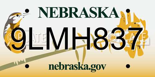 9LMH837 Nebraska License Plate