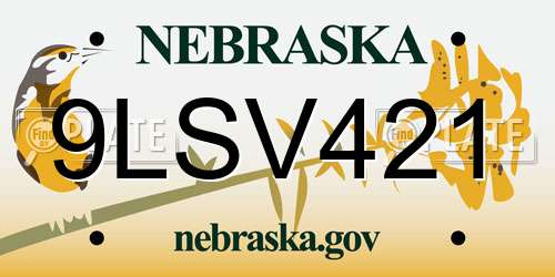 9LSV421 Nebraska License Plate