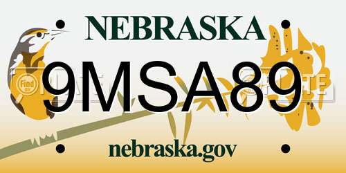 9MSA89 Nebraska License Plate
