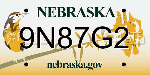 9N87G2 Nebraska License Plate