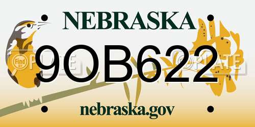 9OB622 Nebraska License Plate