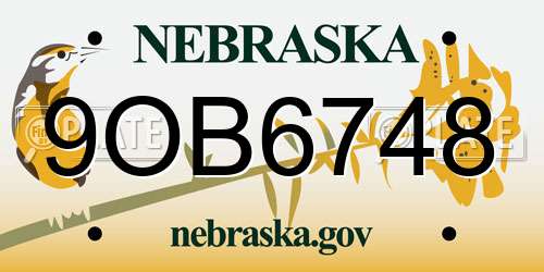 9OB6748 Nebraska License Plate