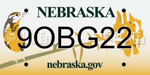 9OBG22 Nebraska License Plate