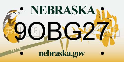 9OBG27 Nebraska License Plate