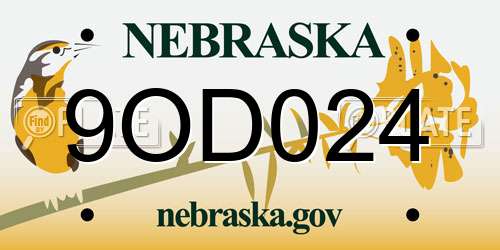 9OD024 Nebraska License Plate