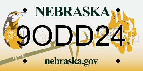 9ODD24 Nebraska License Plate