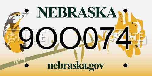9OO074 Nebraska License Plate