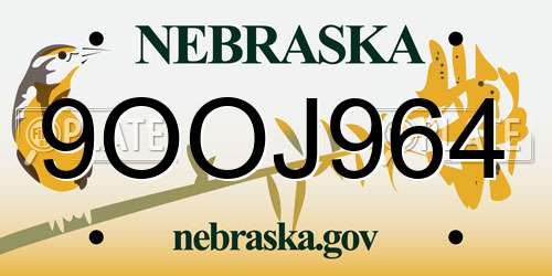 9OOJ964 Nebraska License Plate