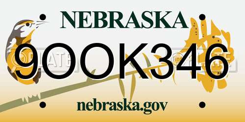 9OOK346 Nebraska License Plate