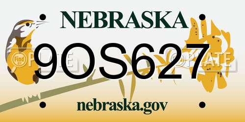 9OS627 Nebraska License Plate