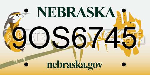 9OS6745 Nebraska License Plate