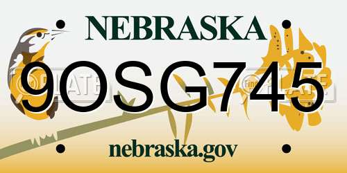 9OSG745 Nebraska License Plate