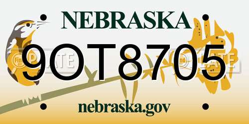 9OT8705 Nebraska License Plate
