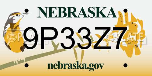 9P33Z7 Nebraska License Plate