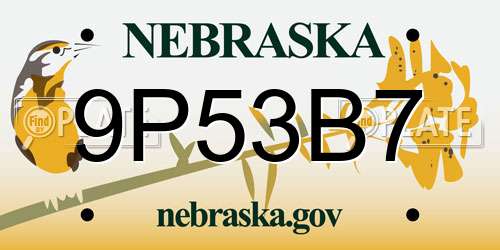 9P53B7 Nebraska License Plate