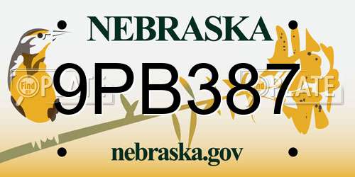 9PB387 Nebraska License Plate
