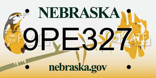 9PE327 Nebraska License Plate