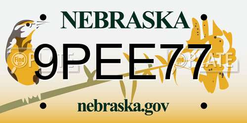 9PEE77 Nebraska License Plate