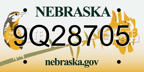 9Q28705 Nebraska License Plate