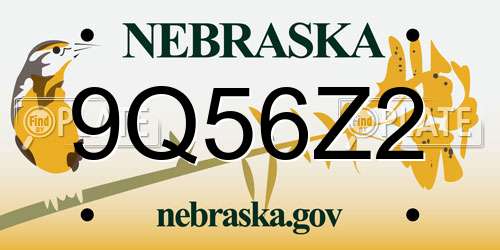 9Q56Z2 Nebraska License Plate