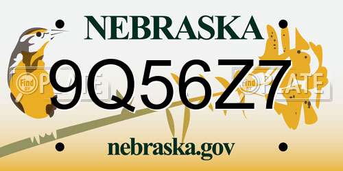 9Q56Z7 Nebraska License Plate