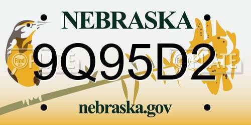 9Q95D2 Nebraska License Plate