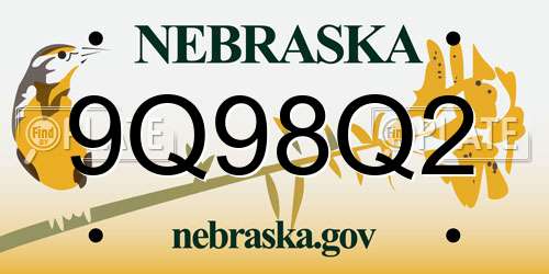 9Q98Q2 Nebraska License Plate