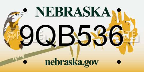9QB536 Nebraska License Plate